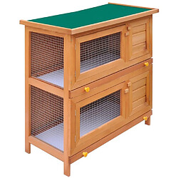 Helloshop26 Clapier d'extérieur enclos pour petits animaux 4 portes 90 x 45 x 89 cm bois 02_0000621