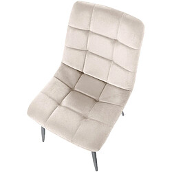 Avis Decoshop26 Chaise de salle à manger x1 coutures décoratives carrées en tissu velours crème et métal noir 10_0002133