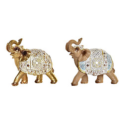 Figurine Décorative DKD Home Decor Eléphant Résine Multicouleur (15,3 x 6,8 x 13,5 cm) (2 Unités)