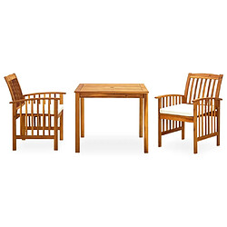 Maison Chic Mobilier à dîner 3 pcs de jardin - Ensemble table et chaises d'extérieur - Salon/Mobilier de jardin classique et coussins Acacia solide -MN39918