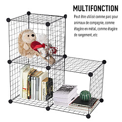 Pawhut Cage parc enclos pour animaux domestiques L 106 x l 73 x H 36 cm bords arrondis fil métallique noir 55 pas cher