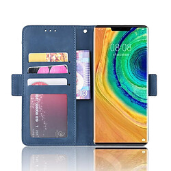 Wewoo Housse Coque Étui en cuir à motif peau de veau style portefeuille pour Huawei Mate 30 Proavec fente carte séparée bleu pas cher