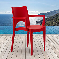 24 Chaises Paris Arm Grand Soleil accoudoirs polypropylène offre stock, Couleur: Rouge