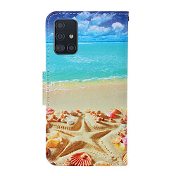 Etui en PU impression de motifs avec support plage pour votre Samsung Galaxy A51