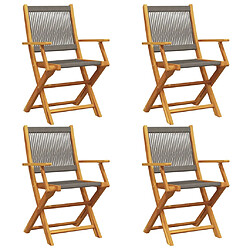 vidaXL Chaises pliables de jardin 4 pcs gris bois d'acacia massif