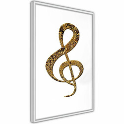 Paris Prix Affiche Murale Encadrée Golden Treble Clef 20 x 30 cm Blanc