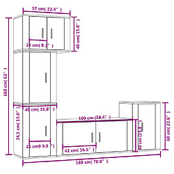 vidaXL Ensemble de meubles TV 5 pcs Blanc brillant Bois d'ingénierie pas cher