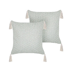 Beliani Lot de 2 coussins HAKONE 42 x 42 cm Géométrique Vert menthe