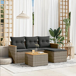 Maison Chic Ensemble de 5 Tables et chaises d'extérieur avec coussins,Salon de jardin gris résine tressée -GKD514850