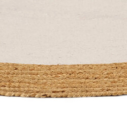 Avis vidaXL Tapis tressé Blanc et naturel 90 cm Jute et coton Rond