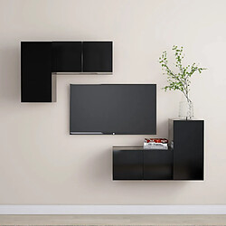 vidaXL Ensemble de meubles TV 4 pcs Noir Bois d'ingénierie