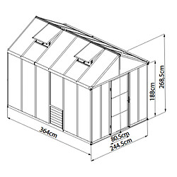 Serre de jardin 8.57m² gris anthracite - 702208 - PALRAM