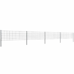 vidaXL Clôture avec poteaux Fer enduit de zinc 50 m 80/6/15