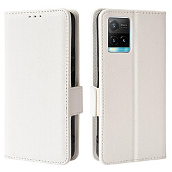 Etui en PU texture litchi, fermoir magnétique avec support, blanc pour votre Vivo Y21/Y21s/Y33s