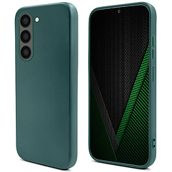 Moozy Lifestyle. Coque en silicone pour Samsung S23, vert foncé – Coque légère en silicone liquide avec finition mate et doublure en microfibre douce, coque en silicone de qualité supérieure