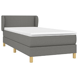 Avis Maison Chic Lit Adulte - Lit simple Lit à sommier tapissier et matelas moelleux - Meuble de Chambre - Gris foncé 90x190 cm Tissu -MN93364