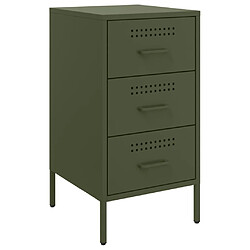 vidaXL Table de chevet vert olive 36x39x68 cm acier