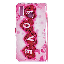 Avis Wewoo Housse Coque Etui à rabat horizontal Love Pattern pour Galaxy M20avec porte-cartes et