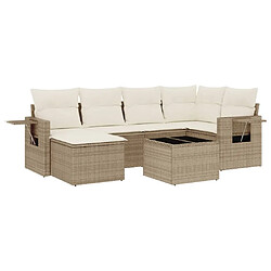 Maison Chic Salon de jardin avec coussins 7 pcs | Ensemble de Table et chaises | Mobilier d'Extérieur beige résine tressée -GKD76105