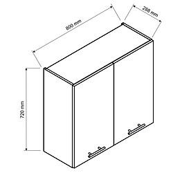 Pegane Meuble haut de cuisine avec 2 portes coloris blanc - longueur 80 x profondeur 28 x hauteur 72 cm