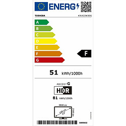 TV intelligente Toshiba 40LV2E63DG 4K Ultra HD 43" LED