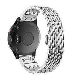 Bracelet en métal veine de dragon tissée avec boucle argent pour votre Garmin Fenix 5X 26mm