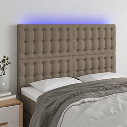 vidaXL Tête de lit à LED Taupe 144x5x118/128 cm Tissu