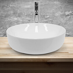 Avis Ecd Germany Lavabo en céramique blanc vasque a poser rond évier design moderne 400x400mm