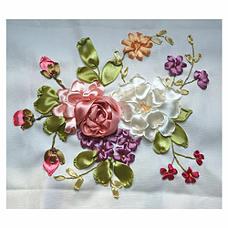 Kit de broderie de ruban Kit de peinture de fleur bricolage estampé point de croix 03