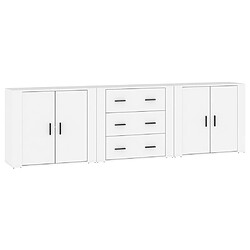 vidaXL Buffets 3 pcs Blanc Bois d'ingénierie