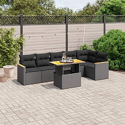 Maison Chic Ensemble Tables et chaises d'extérieur 7pcs avec coussins,Salon de jardin noir résine tressée -GKD709952