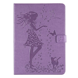 Etui en PU motif fille et chat violet pour votre iPad mini (2021)