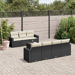 Maison Chic Salon de jardin 8 pcs avec coussins | Ensemble de Table et chaises | Mobilier d'Extérieur noir résine tressée -GKD97257