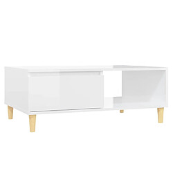 Maison Chic Table basse,Table Console Table d'appoint, Table pour salon Blanc brillant 90x60x35 cm Aggloméré -MN18461