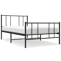 vidaXL Cadre de lit métal sans matelas avec pied de lit noir 75x190 cm