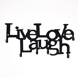 EPIKASA Porte-Manteau Murale Live Love Laugh, Noir, Métal, 46x2x27 cm