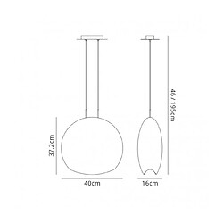 Luminaire Center Suspension Lens Chrome poli 1 ampoule 46cm