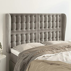 Maison Chic Tête de lit scandinave avec oreilles,meuble de chambre Gris clair 147x23x118/128 cm Velours -MN13472