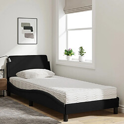 Vidaxl Lit avec matelas noir 90x200 cm tissu