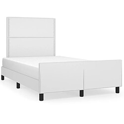 Maison Chic Lit adulte - Cadre Structure de lit avec tête de lit Contemporain Blanc 120x200 cm Similicuir -MN39016