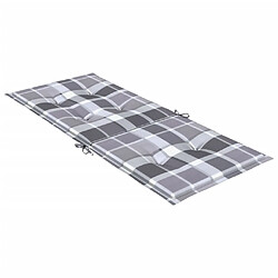 vidaXL Coussins de chaise jardin à dossier haut lot de 4 carreaux gris pas cher