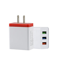 Wewoo Chargeur de voyage pour téléphone portable 2A 3USB US Plug rouge