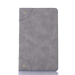 Wewoo Housse Coque Etui à rabat horizontal en cuir de style livre rétro pour Galaxy Tab A 10.1 2019 T510 / T515avec support et emplacements cartes et porte-monnaie Gris