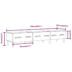 vidaXL Meuble TV Blanc brillant 150x34,5x30 cm Bois d'ingénierie pas cher