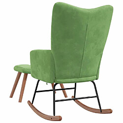 Acheter vidaXL Chaise à bascule avec repose-pied Vert clair Velours