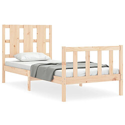 Maison Chic Lit adulte - Cadre Structure de lit avec tête de lit Contemporain 90x190 cm bois massif -MN54104