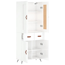 Avis vidaXL Buffet haut Blanc brillant 69,5x34x180 cm Bois d'ingénierie