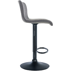 Avis Decoshop26 Tabouret de bar x1 avec repose-pieds pivotant dossier incurvé en tissu gris clair et métal noir 10_0004962