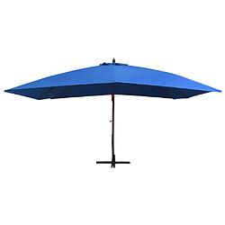 Helloshop26 Parasol suspendu avec mât en bois 400 x 300 cm bleu 02_0008713