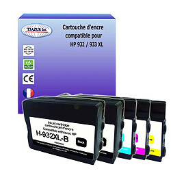 5 Cartouches compatibles avec HP OfficeJet 6100 ePrinter H611a, 6600 remplace HP 932XL, HP 933XL (Noire+Couleur)- T3AZUR